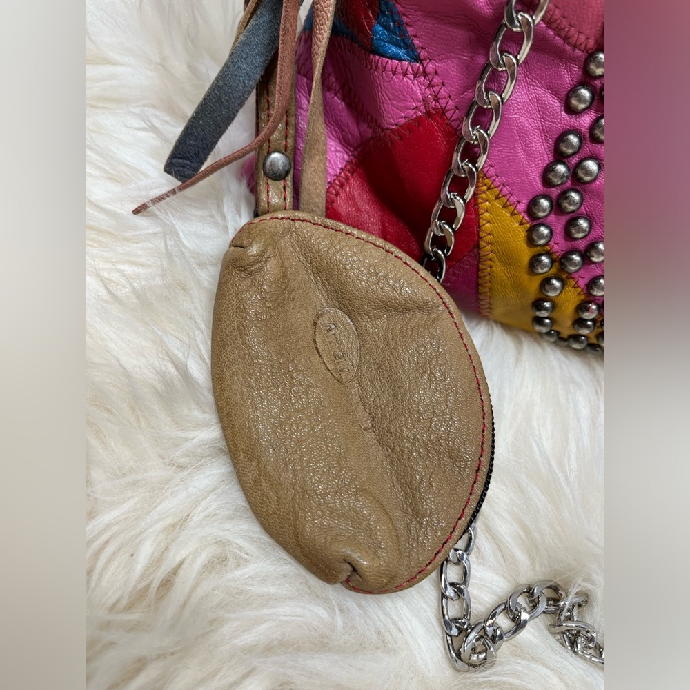 Ameri Leather Patchwork Studded Skull Clutch/ Cro… - image 2